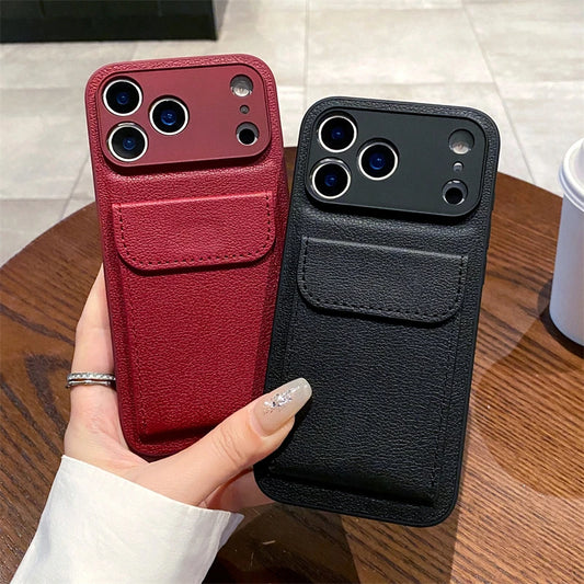 Leather Wallet Case with Card Slot for iPhone X XS XR 11 12 13 14 Pro Max | Shockproof Card Holder Cover