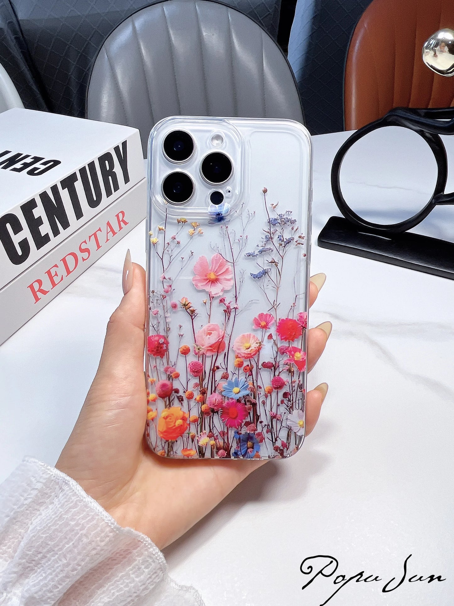 Transparent Flower Print Case for iPhone 17 Air, 16, 15, 14 Plus, 13 Mini, 12, 11 Pro Max – Soft Clear Silicone Floral Cover