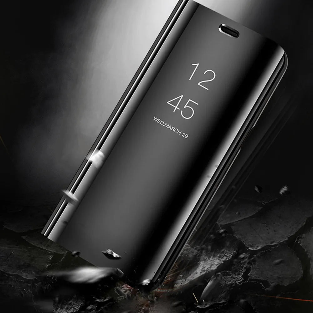 Full Protection Mirror Flip Bracket Phone Case For iPhone 16 17 Air 15 14 Plus 13 12 11 17 Pro Max 7 8 16E Shockproof Back Cover