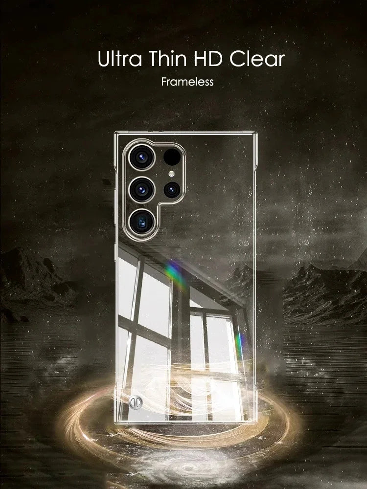 Luxury Plating Frameless Case For Samsung Galaxy S25 S24 Ultra S23 S22 Thin Transparent Camera Lens Protection Shockproof Cover