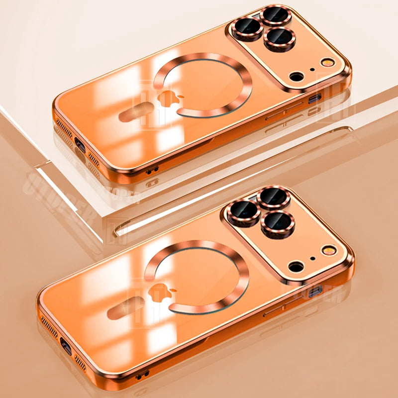 Lightweight Soft TPU Plating Case for iPhone 17 pro max 17 Air 16 15 14 13 12 11 Pro Max Plus Maga safe Magnetic Lens Protect Clear Cover