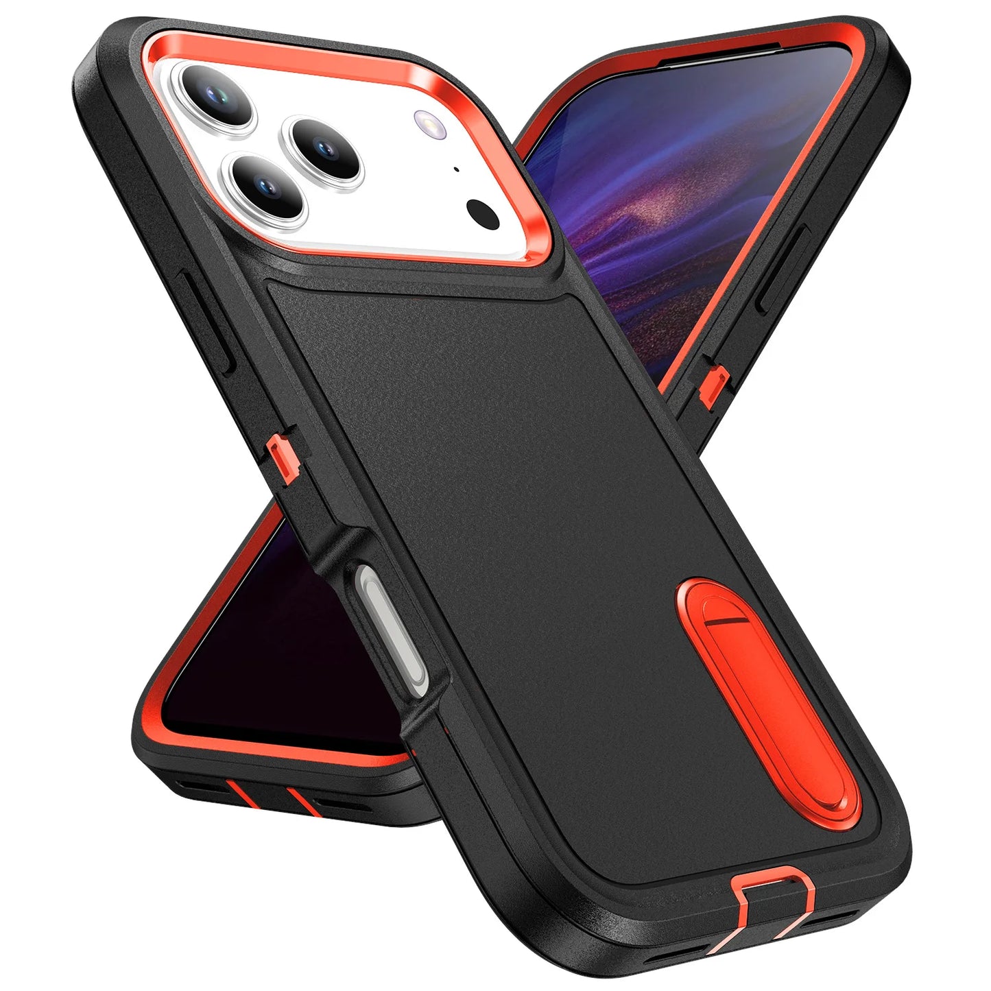 3IN1 Hybrid Military Anti-Shock Strong Case For iPhone11 12 13 Pro Max 14 Plus PC Hard Holder Phone Cover