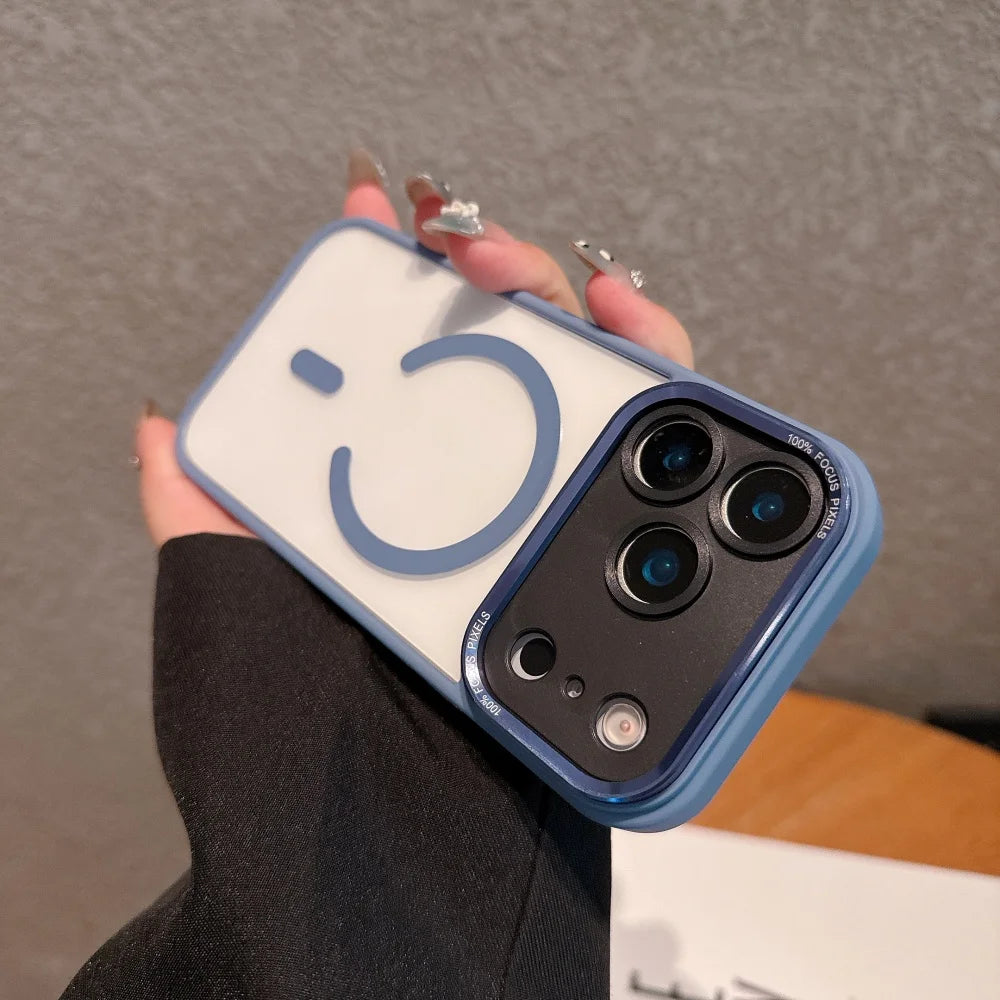 Business Transparent Magsafe Case for iPhone 14 13 12 11Pro Max Plating Camera Protection Cover for iPhone 17 Air