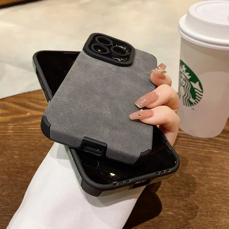 Fashion Phone Case For iPhone 17 Air 16 Pro Max 16 Plus Fur Leather Full Lens Protection Cases Cover