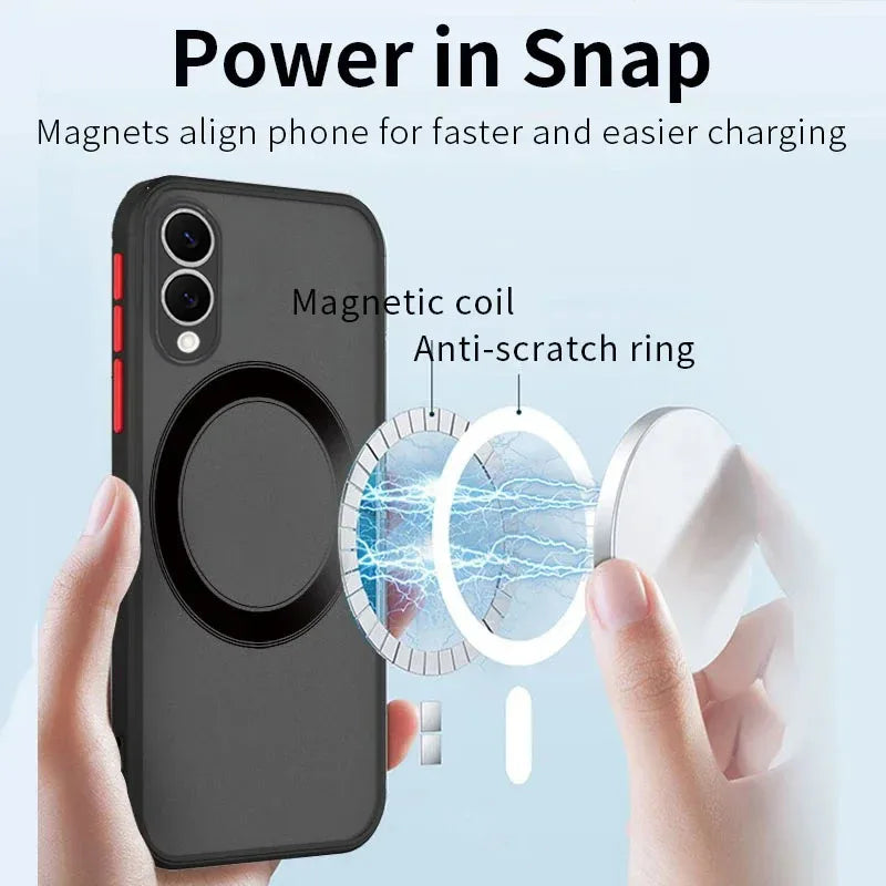 Matte Magnetic Case For Samsung Galaxy S25 Edge S24 Ultra S23+ S22 S21 FE Translucent Cover