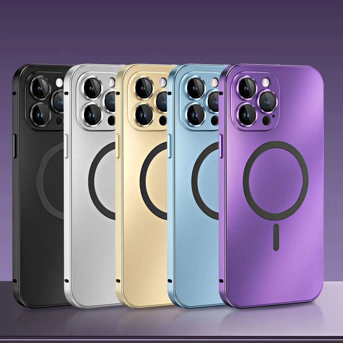 Fashion Aluminum Metal Magnetic Case For iPhone16 17 Pro Max 15Pro Magsafe Wireless Charging Glass Lens Backboard Cover