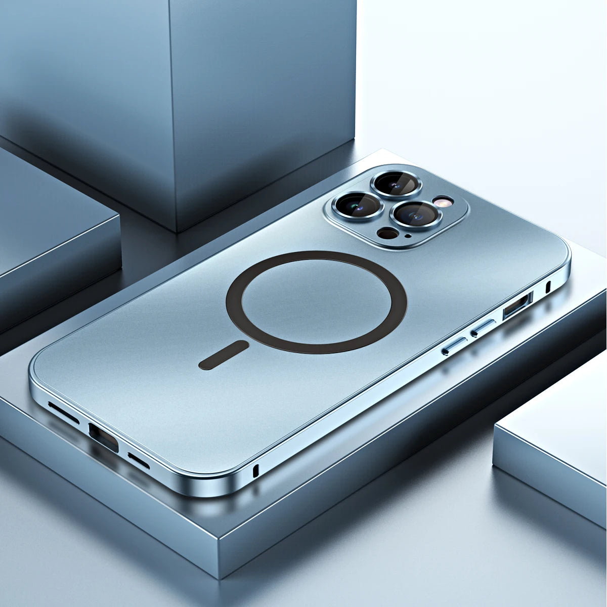 Fashion Aluminum Metal Magnetic Case For iPhone16 17 Pro Max 15Pro Magsafe Wireless Charging Glass Lens Backboard Cover