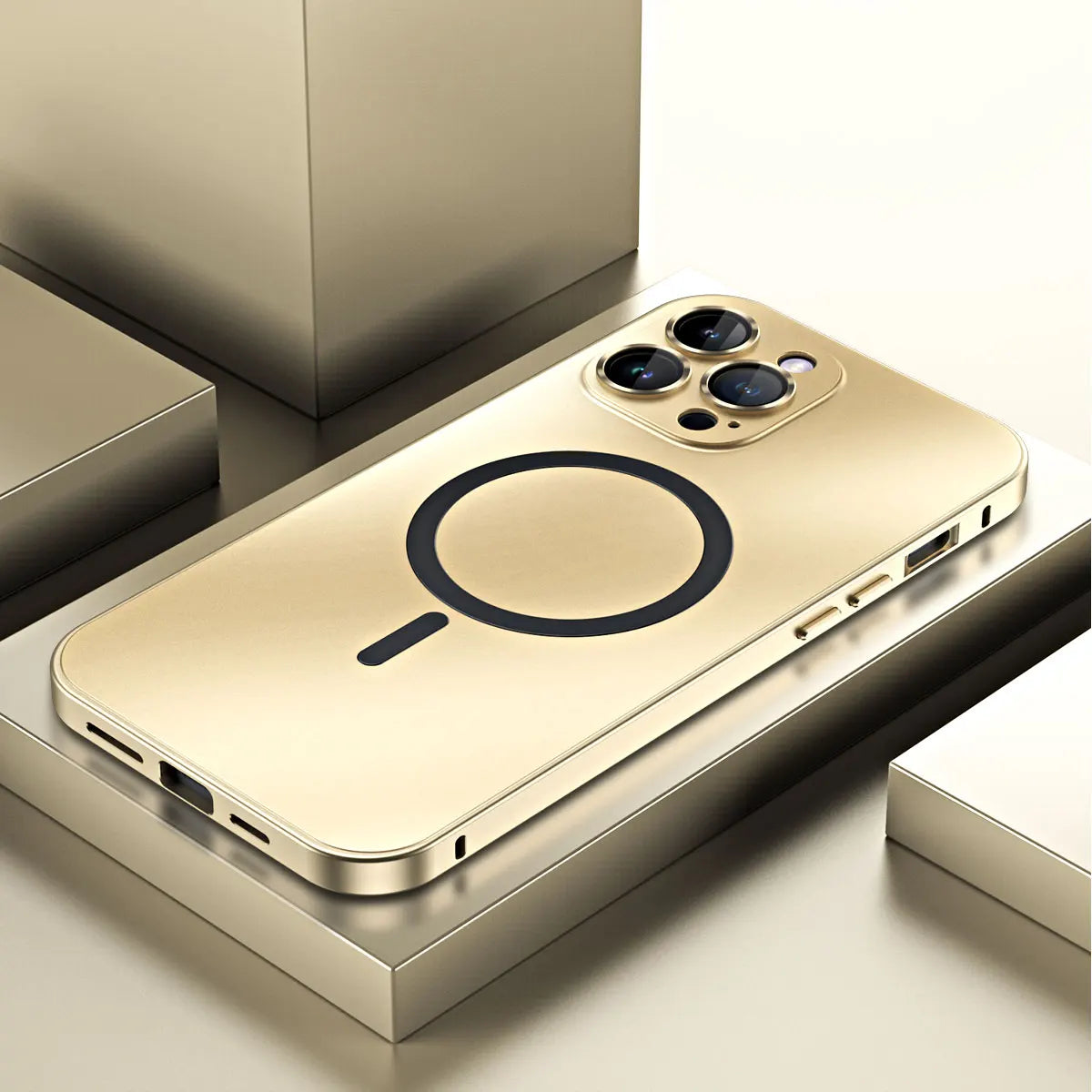 Fashion Aluminum Metal Magnetic Case For iPhone16 17 Pro Max 15Pro Magsafe Wireless Charging Glass Lens Backboard Cover