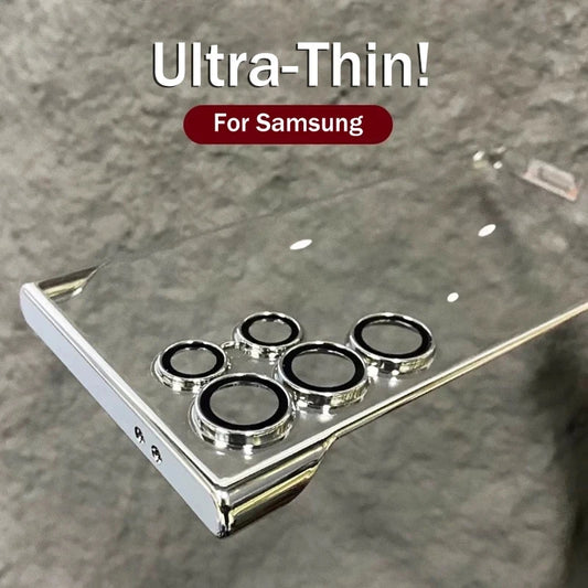 Luxury Plating Frameless Case For Samsung Galaxy S25 S24 Ultra S23 S22 Thin Transparent Camera Lens Protection Shockproof Cover