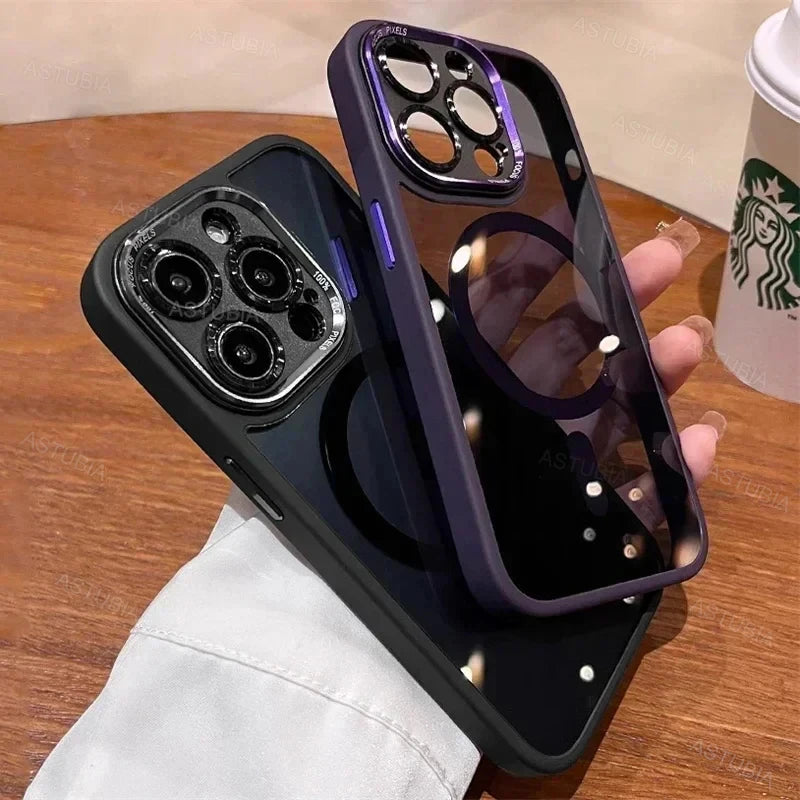 Luxury Magnetic Metal Lens Bumper Protection Case For iPhone 14 13 12 11 Pro Max Plus Wireless Charge Hard Cover