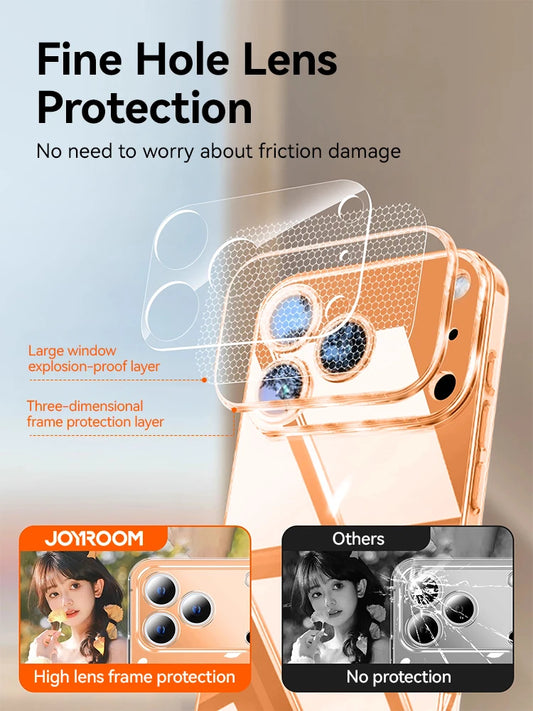 Joyroom For iPhone 17 16 15 Pro Max Case Lens Protection Anti-Yellow Case For iPhone 17 16 Pro Max Transparent Shockproof Cover