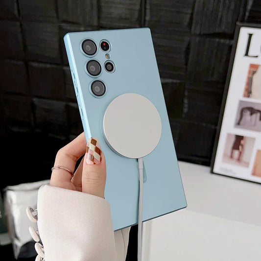 Luxury Magsafe Magnetic Wireless Charging Phone Case For Samsung S24 Ultra S23 S22 S21 S25 Ultra Note 20 Ultra Plus Bumper Cover