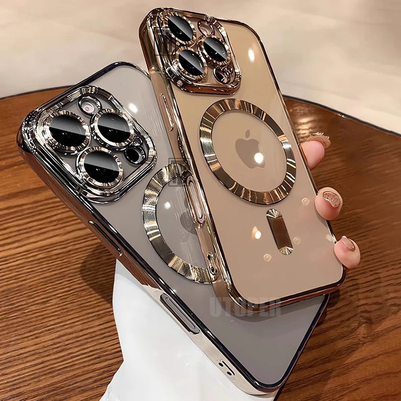 Official Desert Gold Phone Case For iPhone 17 Air 16 15 Pro Max Plus Clear Magsafe Magnetic Lens Protect Soft Cover