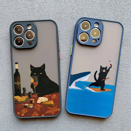 Funny Cat Daily Life Phone Case For iPhone 11 Case iPhone 12 Pro Max Mini 13 Pro Max 7 8 Plus XR XS X Shockproof Covers