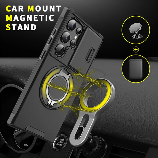 Slide Camera Protection Magnetic Stand Phone Case for Samsung S25 Edge S24 S23 Plus S21 S22 Ultra FE A54 A15 A14 A05 A05S Cover