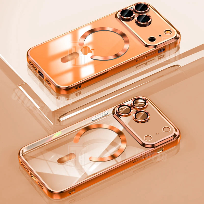 Lightweight Soft TPU Plating Case for iPhone 17 pro max 17 Air 16 15 14 13 12 11 Pro Max Plus Maga safe Magnetic Lens Protect Clear Cover