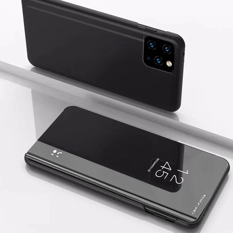 Full Protection Mirror Flip Bracket Phone Case For iPhone 16 17 Air 15 14 Plus 13 12 11 17 Pro Max 7 8 16E Shockproof Back Cover