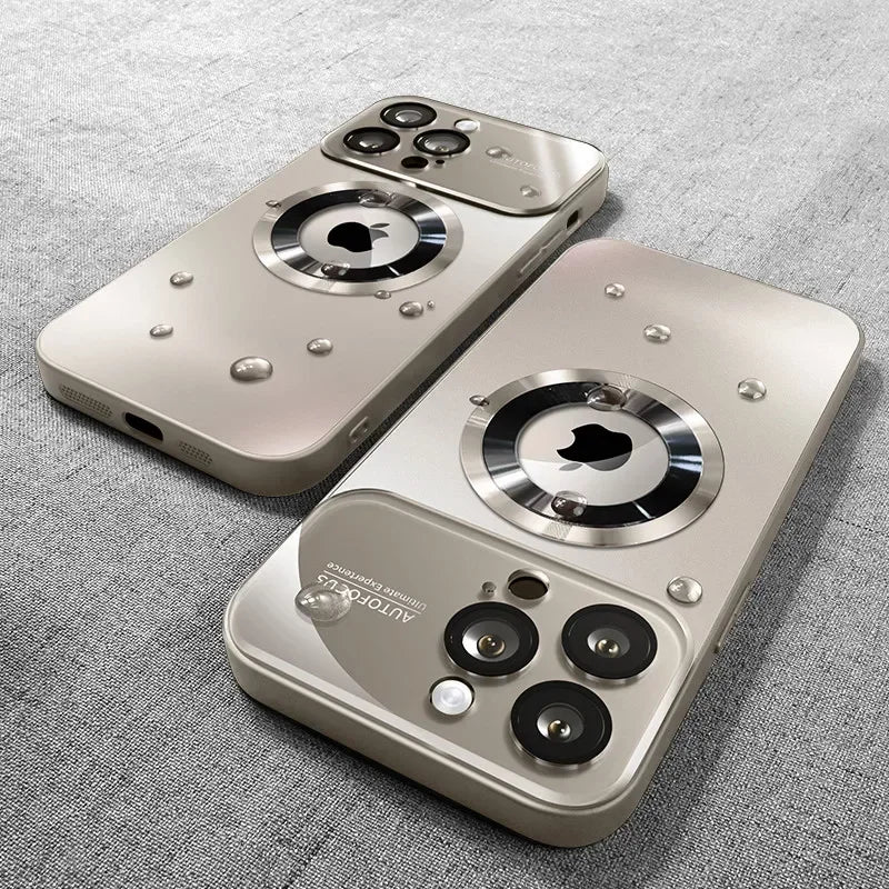 New Titanium Metallic Luxury Matte Case For iPhone 16 15 14 13 12 11 Pro Max Plus For Magsafe Glass Lens Camera Protection Cover
