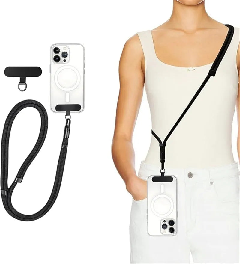 Universal Minimalist Crossbody Phone Lanyard with Adjustable Wrist Strap | Drop-Proof Design & Tether Tabs for All Mobile Phones