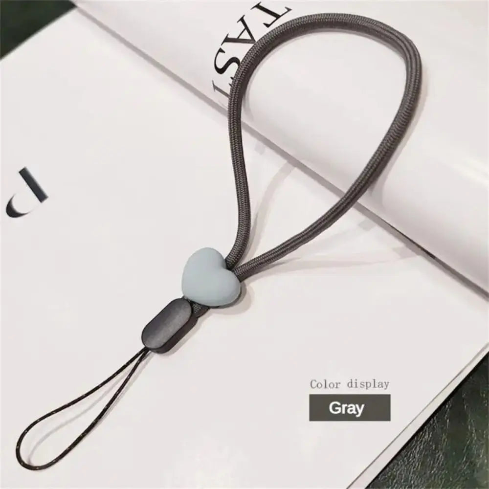 Solid Color Short Love Heart Hanging Rope Adjustable Mobile Phone Phone Strap Colorful Wrist Strap Elastic Mobile Phone Lanyard