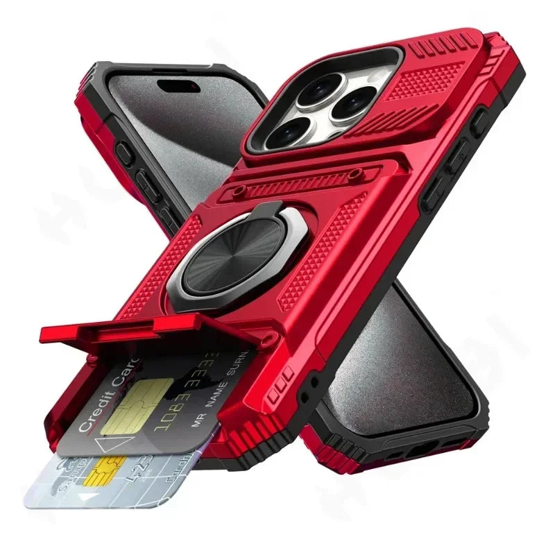 Case For iPhone 16 15 14 13 12 11 Pro Max Plus Magnetic Rotated Ring Kickstand Heavy Duty Drop Protection Wallet Cover