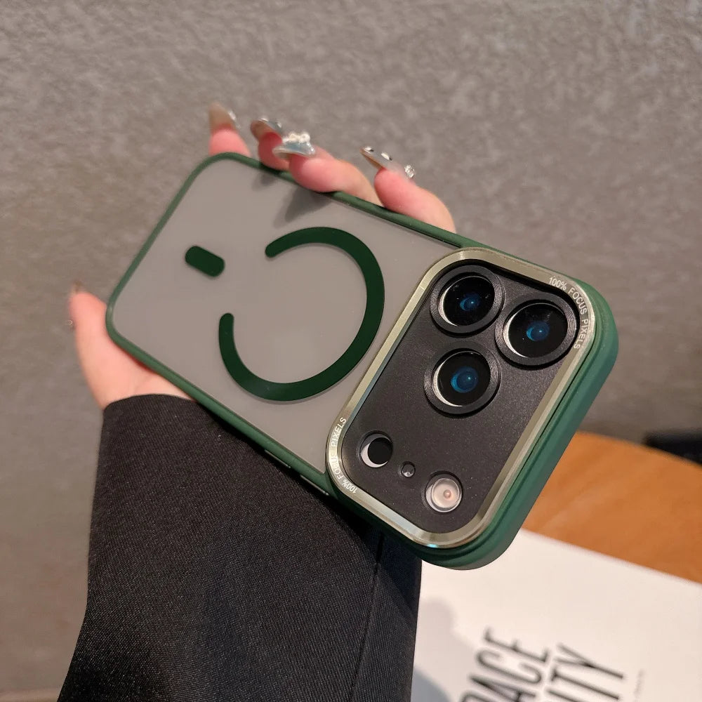 Business Transparent Magsafe Case for iPhone 14 13 12 11Pro Max Plating Camera Protection Cover for iPhone 17 Air