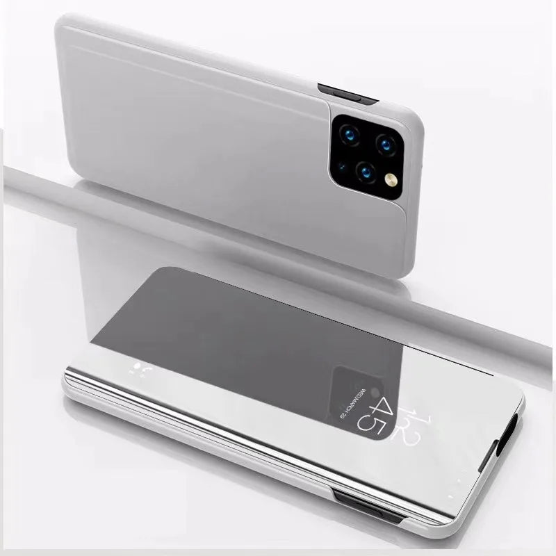 Full Protection Mirror Flip Bracket Phone Case For iPhone 16 17 Air 15 14 Plus 13 12 11 17 Pro Max 7 8 16E Shockproof Back Cover