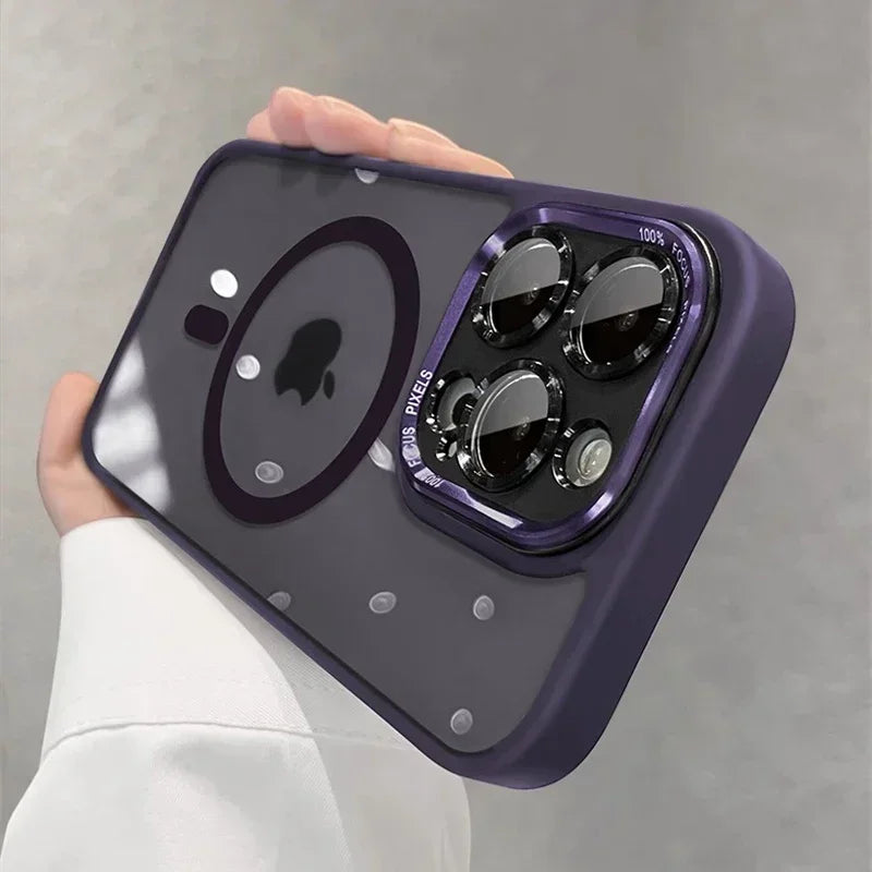 Luxury Magnetic Metal Lens Bumper Protection Case For iPhone 17 Air 16 15 Pro Max Plus Wireless Charge Hard Cover