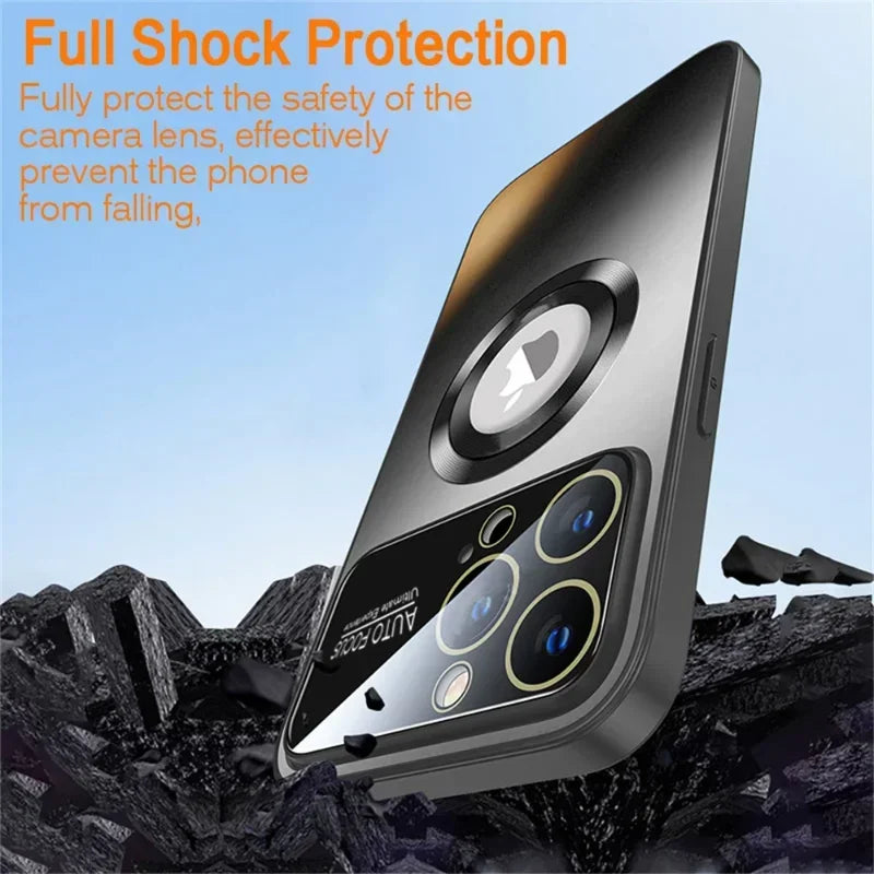 New Titanium Metallic Luxury Matte Case For iPhone 16 15 14 13 12 11 Pro Max Plus For Magsafe Glass Lens Camera Protection Cover
