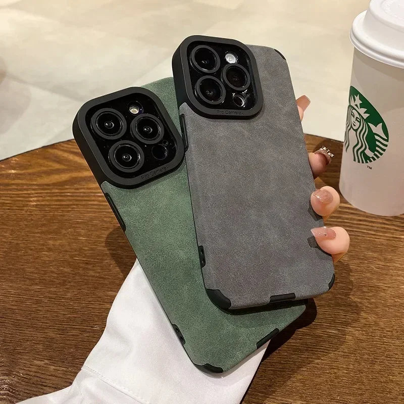 Fashion Phone Case For iPhone 15 14 13 12 11 Pro Max Fur Leather Full Lens Protection Cases Cover
