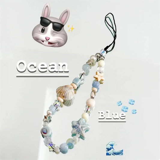 Beaded Phone Charm Strap – Handmade Star & Pearl Lanyard