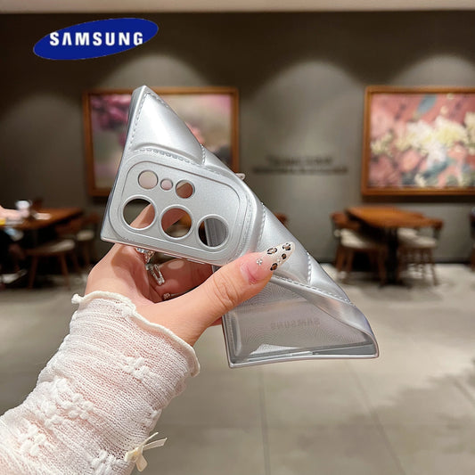 Wave Puffer Down Jacket Phone Case Samsung S25 S24 S23 S22 Ultra S21 Plus S20 Note 20 ultra Solid Color Shockproof Soft Cover