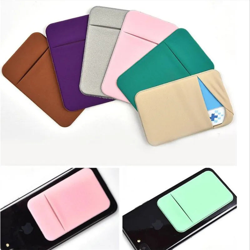 1PC Fashion Elastic Cloth Phone Card Holder | Mobile Wallet Case with Adhesive Sticker for Credit & ID Cards