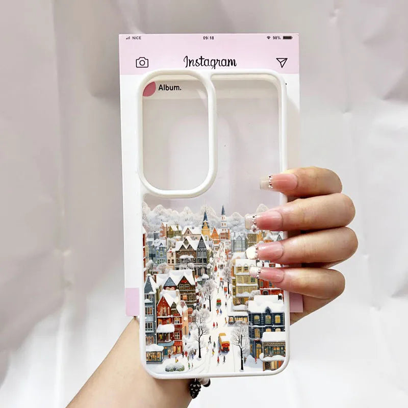Cute Winter Snow Christmas Santa Case for Samsung Galaxy S23–S25 Series | Clear Holiday Phone Cover