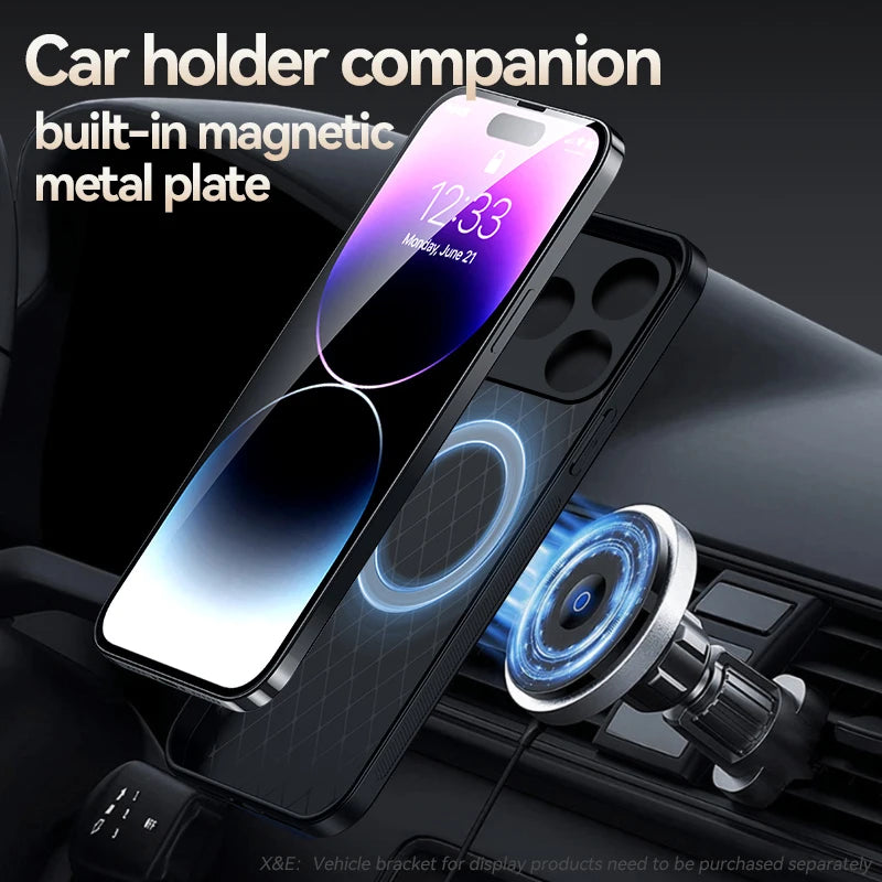 Magnetic Leather Phone Case For iPhone 17 16 13 12 11 Pro Max Cases For iPhone 17 Air 15 14 Pro Max 16 Plus Lens Protector Cover