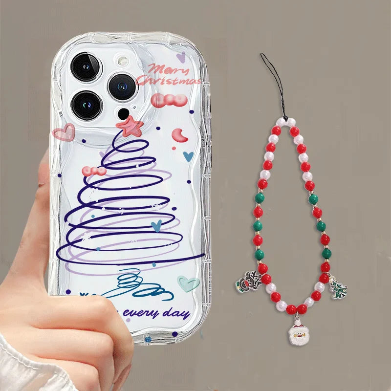 Christmas Tree Chain Phone Case for iPhone 11–14 Series | Soft Winter Holiday Cover