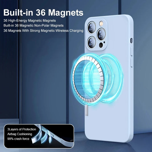 Original Magnetic For Magsafe Case For iPhone 15 14 13 12 11 Pro Max XS XR X  Plus Cases Liquid Silicone Wireless Charge Cover