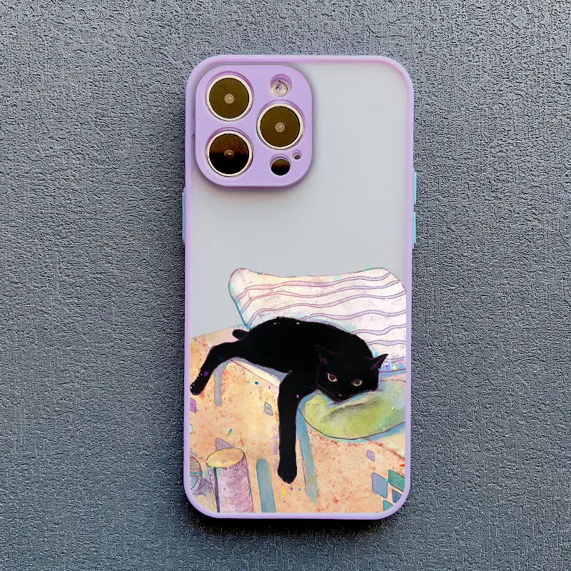 Funny Cat Daily Life Phone Case For iPhone 11 Case iPhone 12 Pro Max Mini 13 Pro Max 7 8 Plus XR XS X Shockproof Covers