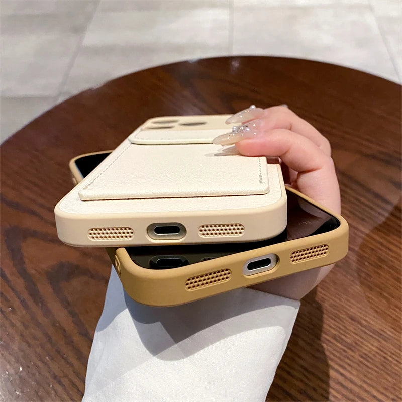 Leather Wallet Case with Card Slot for iPhone X XS XR 11 12 13 14 Pro Max | Shockproof Card Holder Cover