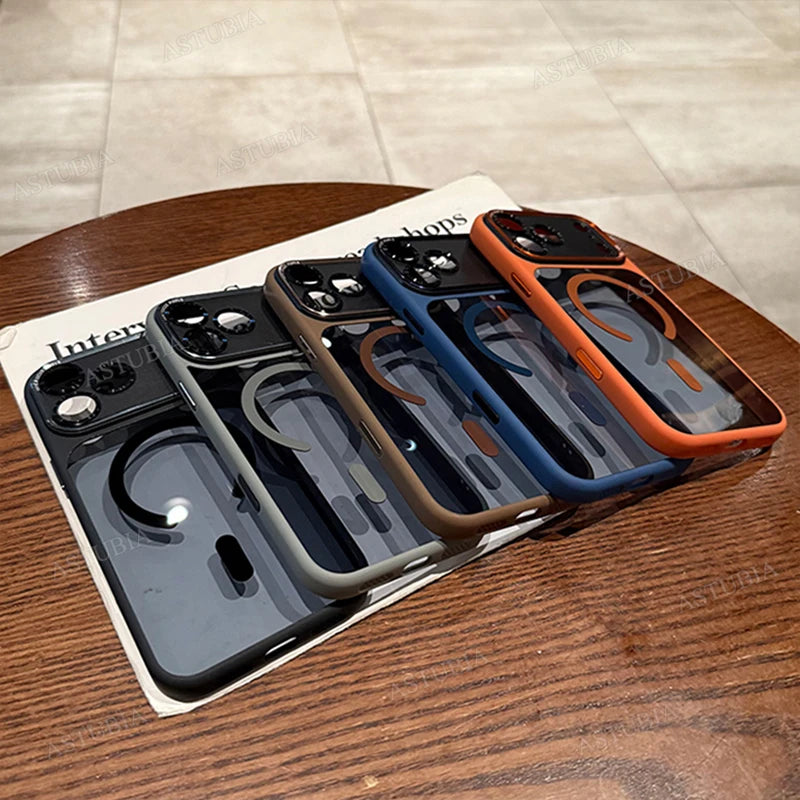 Luxury Magnetic Metal Lens Bumper Protection Case For iPhone 17 Air 16 15 Pro Max Plus Wireless Charge Hard Cover
