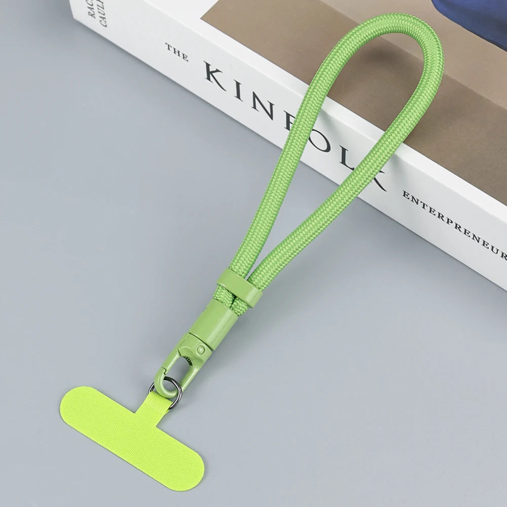 Adjustable Braided Phone Lanyard – Short Detachable Wrist Strap with Patch