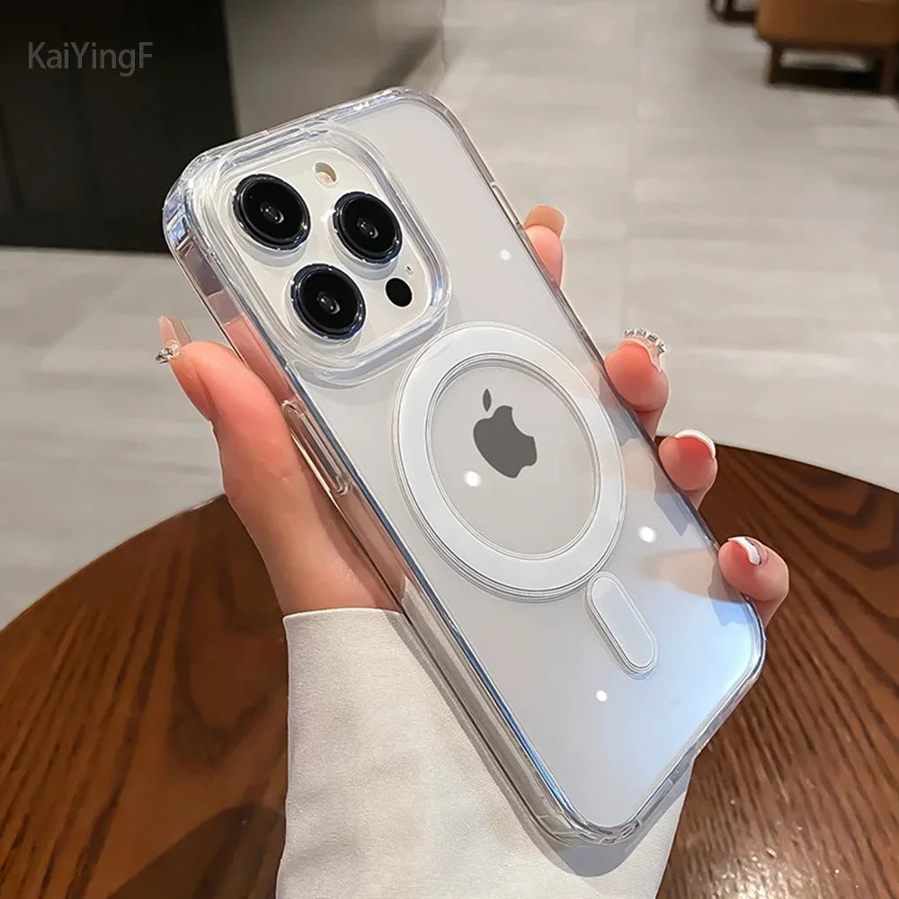 Luxury For Magsafe Transparent Case For iPhone 13 12 11 Pro XS XR Max Mini Plus Magnetic Wireless Charge Cases Cover