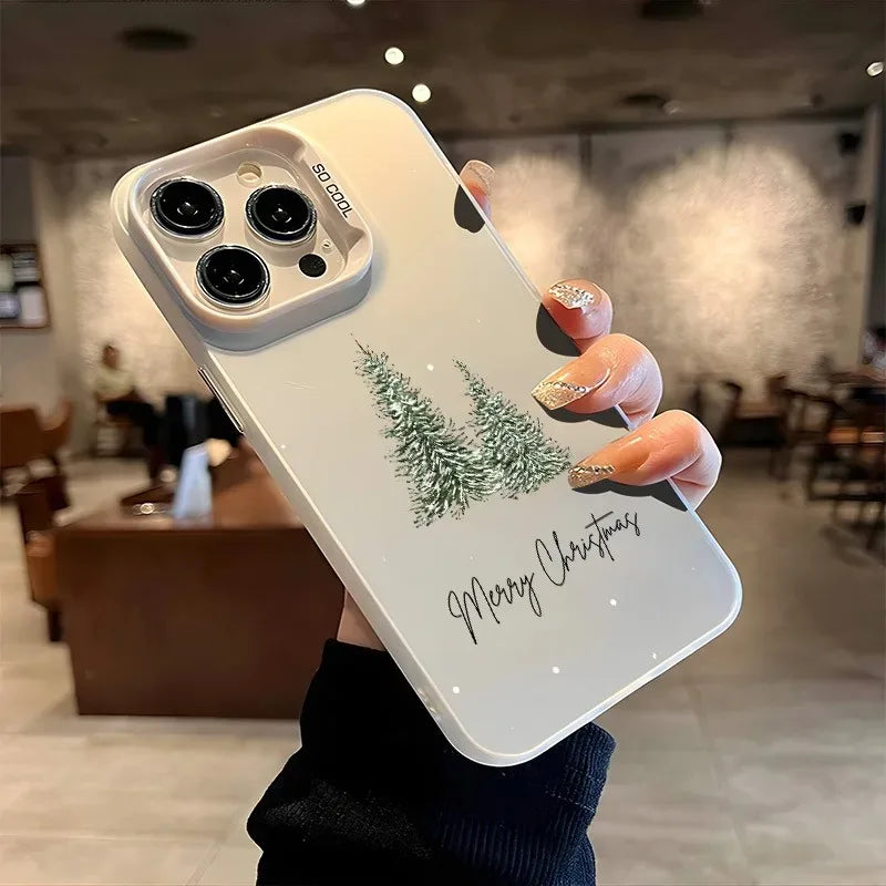 Christmas Tree Aesthetic Laser Phone Case for iPhone 11–16 Series | Decorative Holiday Back Cover