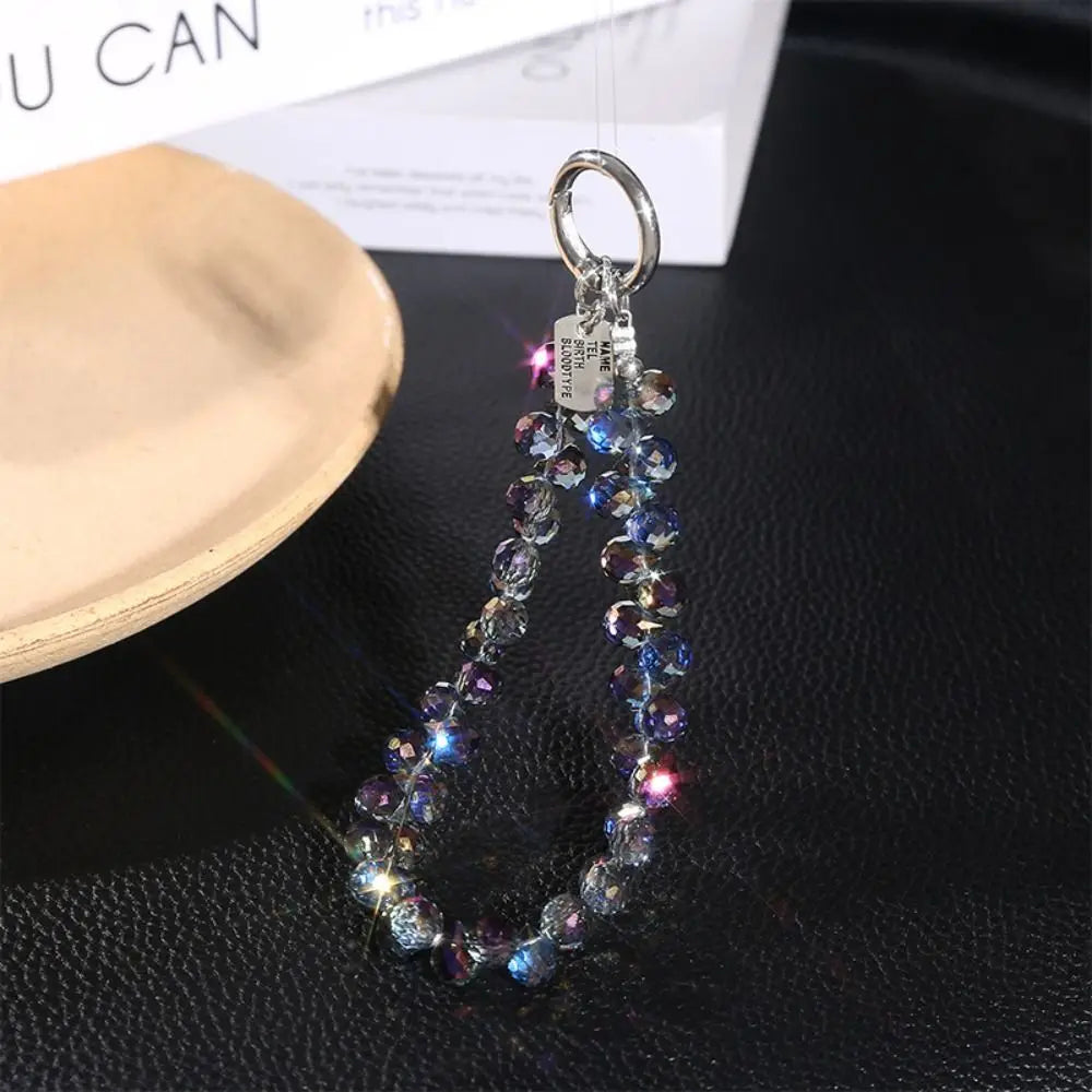 Colorful Crystal Beaded Phone Lanyard – Sparkle Charm Keychain
