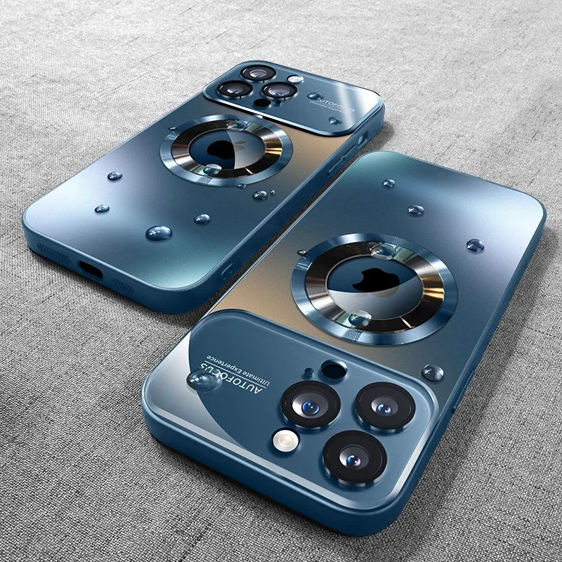 New Titanium Metallic Luxury Matte Case For iPhone 16 15 14 13 12 11 Pro Max Plus For Magsafe Glass Lens Camera Protection Cover