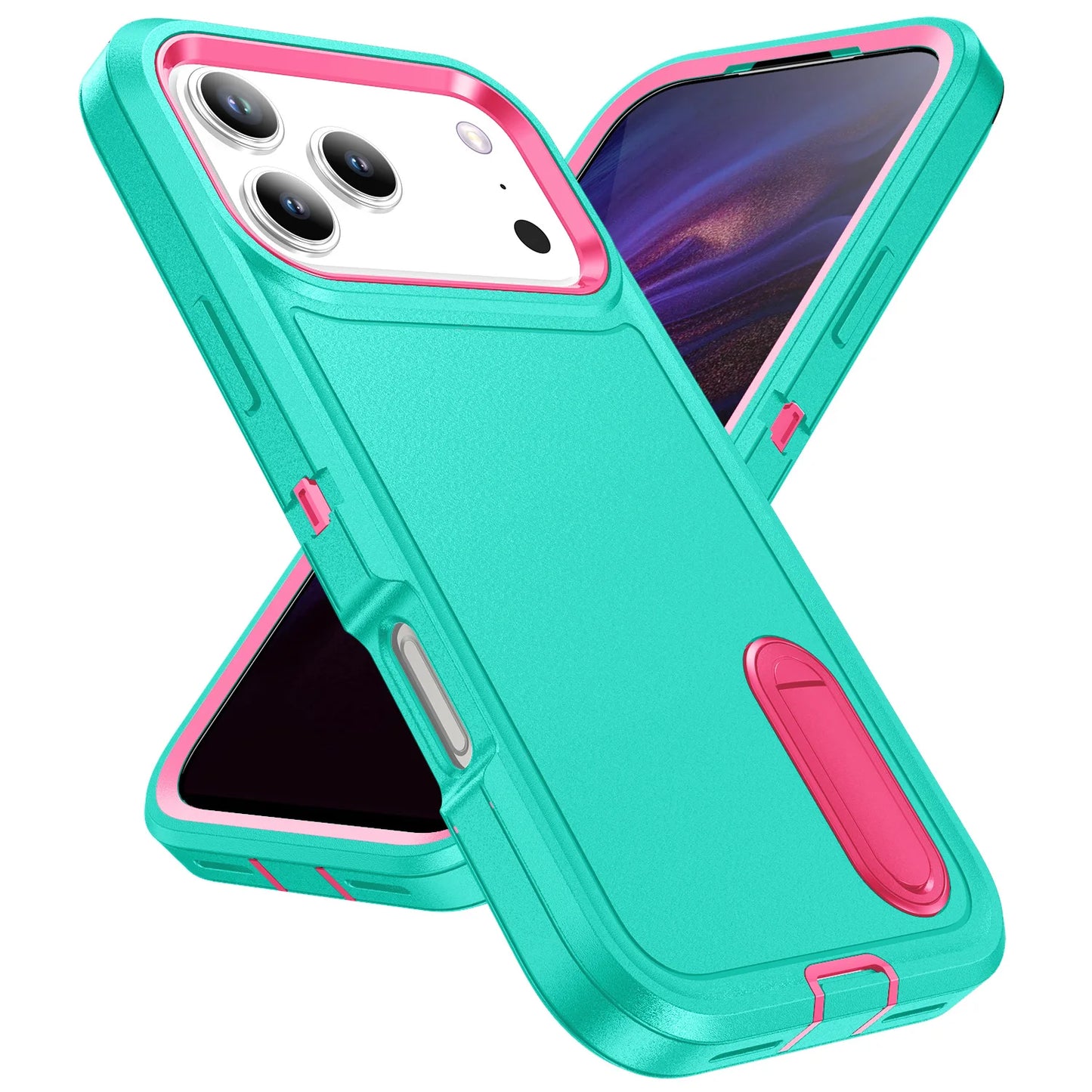 3IN1 Hybrid Military Anti-Shock Strong Case For iPhone11 12 13 Pro Max 14 Plus PC Hard Holder Phone Cover