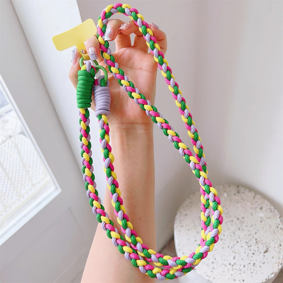 Colorful Braided Crossbody Lanyard Strap with Keychain & Patch – Universal Phone Accessory