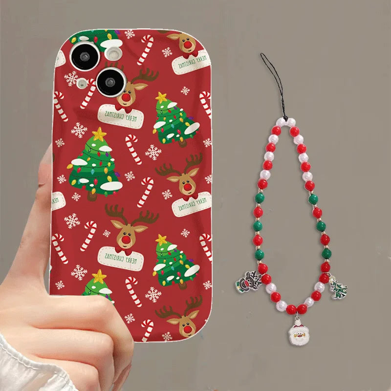 Christmas Tree Chain Phone Case for iPhone 11–14 Series | Soft Winter Holiday Cover