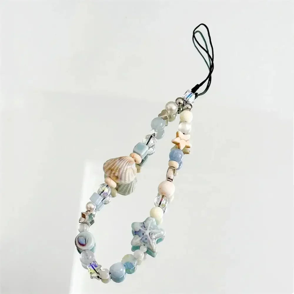 Beaded Phone Charm Strap – Handmade Star & Pearl Lanyard