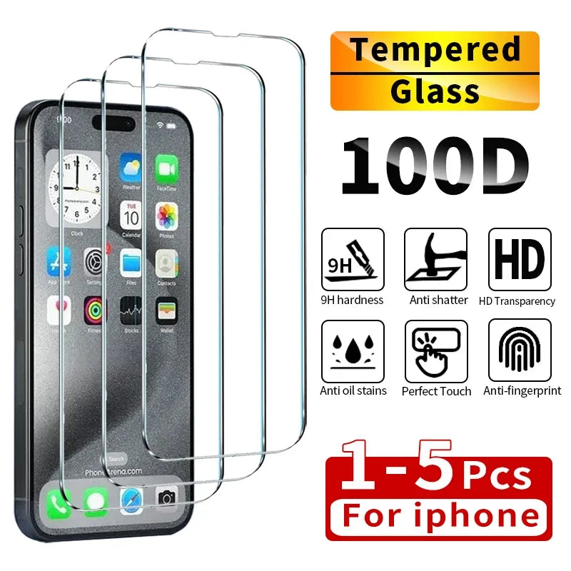 1–5pcs Tempered Glass Screen Protector – iPhone 6–16 / Pro Max / SE / X Series